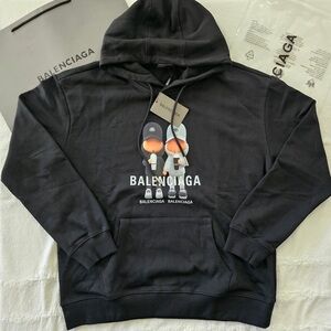 Balenciaga Black Hoodie with Graphic Design